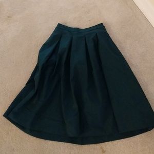 White House Black Market Green Midi full skirt